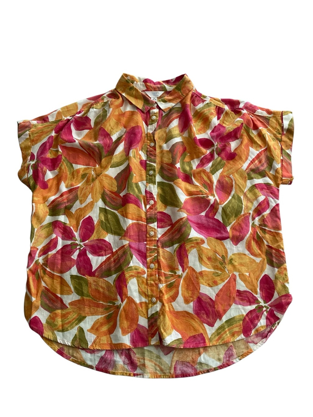 Time and Tru floral button short sleeve blouse boho size XL